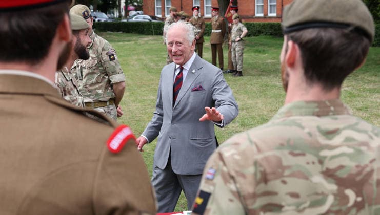 . 12 06 2026. Aldershot, United Kingdom. King Charles III during a visit to the Grenadier Guards at Lille Barracks in Aldershot, United Kingdom.  xPoolx xi-Imagesx IIM-26828-0012