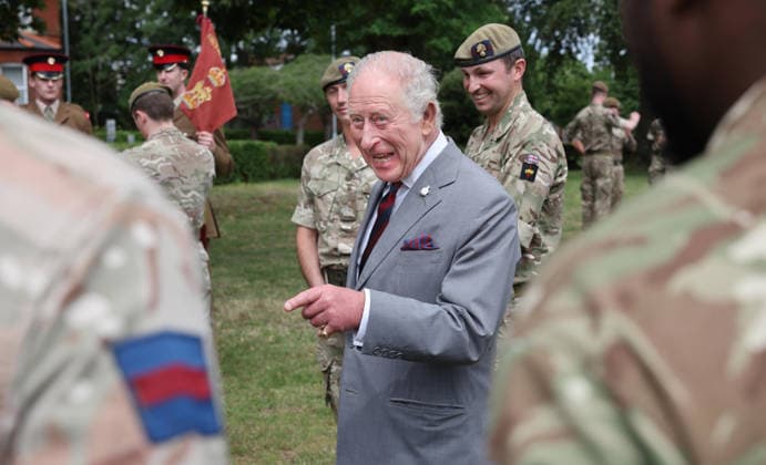 . 12 06 2026. Aldershot, United Kingdom. King Charles III during a visit to the Grenadier Guards at Lille Barracks in Aldershot, United Kingdom.  xPoolx xi-Imagesx IIM-26828-0014