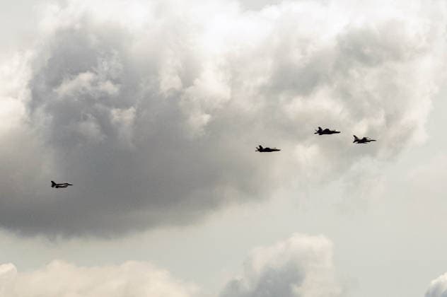 Inaugural Flyover Of Poland s First F-35 Fighter Jets - 12 Jun 2026 The F-35 jets are seen in the sky above Warsaw. On the morning of the 12th of June, 2 F-35 Husarz fighter jets fly over the city of Warsaw escorted by F-16s. As part of the Welcome to Poland for the new line of fighter aeroplanes, the F-35s are the first to fly in Poland during a ceremonial flyover. The jets were delivered to the Polish Air Force in May as part of a 4.6 Billion dollar deal. The Jets travel the length of the country passing through Gdansk, Warsaw, and Krakow. Warsaw Poland Copyright: xNeilxMiltonx xSOPAxImagesx NSM2026145G0612-L1006754_4000_240dpi