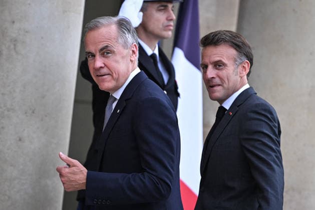 Emmanuel Macron welcomes Mark Carney at the Elysee FA French President Emmanuel Macron welcomes Prime Minister of Canada Mark Carney at the Elysee Palace in Paris on June 12, 2026. Photo by Firas Abdullah ABACAPRESS.COM Paris Ile-de-France France  Copyright: xAbdullahxFiras ABACAx