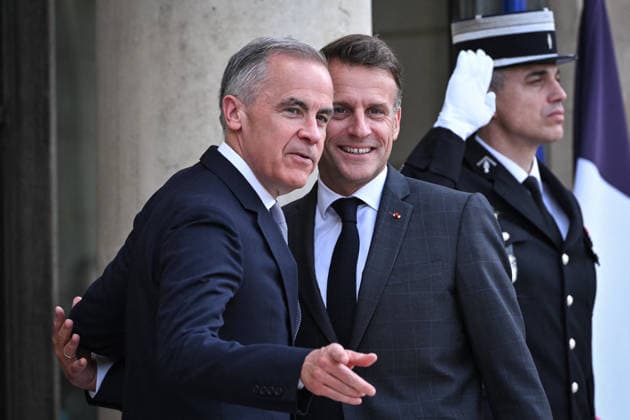Emmanuel Macron welcomes Mark Carney at the Elysee FA French President Emmanuel Macron welcomes Prime Minister of Canada Mark Carney at the Elysee Palace in Paris on June 12, 2026. Photo by Firas Abdullah ABACAPRESS.COM Paris Ile-de-France France  Copyright: xAbdullahxFiras ABACAx