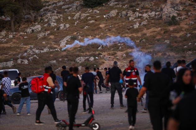 Israeli forces carry out a raid in the Solomon s Pools area in Bethlehem BETHLEHEM, WEST BANK, PALESTINE - JUNE 12: Israeli soldiers use sound and tear gas canisters to disperse Palestinian civilians, who visit Solomon’s Pools, during a raid in the village of Al-Hadr, Bethlehem, West Bank, Palestine on June 12, 2026. Wisam Hashlamoun Anadolu Bethlehem West Bank. Editorial use only. Please get in touch for any other usage.  Copyright: x2026xAnadoluxWisamxHashlamounx
