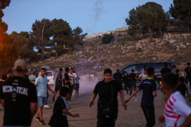 Israeli forces carry out a raid in the Solomon s Pools area in Bethlehem BETHLEHEM, WEST BANK, PALESTINE - JUNE 12: Israeli soldiers use sound and tear gas canisters to disperse Palestinian civilians, who visit Solomon’s Pools, during a raid in the village of Al-Hadr, Bethlehem, West Bank, Palestine on June 12, 2026. Wisam Hashlamoun Anadolu Bethlehem West Bank. Editorial use only. Please get in touch for any other usage.  Copyright: x2026xAnadoluxWisamxHashlamounx