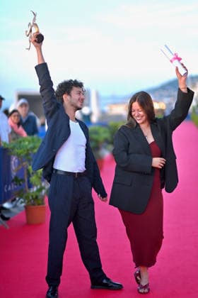 40th Cabourg Film Festival Day 3 FC Aurélien Peyre awarded Best First Movie and Anja Verderosa awarded Premier Rendez Vous Feminin Prize attends the red carpet during Day Three of the 40th Cabourg Film Festival on June 12, 2026 in Cabourg, France. Photo by Franck Castel ABACAPRESS.COM Cabourg  Copyright: xCastelxFranck ABACAx