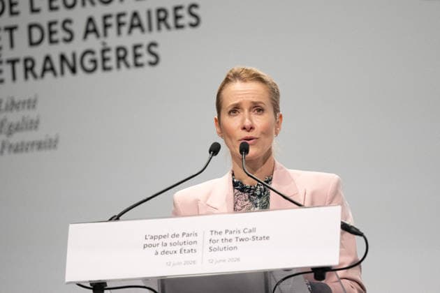 The European Unions High Representative for Foreign Affairs, Kaja Kallas, holds a conference as part of the Paris Appeal for the two-state solution, attended by representatives of Israeli and Palestinian civil society, at the Institut du Monde Arabe IMA in Paris, on June 12, 2026 Grégoire Campione Pool Bestimage Conference on the two-state solution at the Arab World Institute, on June 12th, 2026 in Paris Paris France  Copyright: xGrÃ goirexCampione Pool BestimagexGrÃ goirexCampione Pool Bestimagex