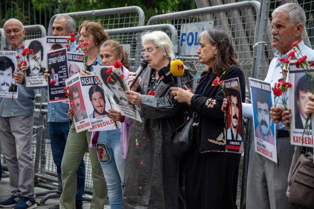 June 13, 2026, Istanbul, Istanbul, Turkey: Relatives of the disappeared and human rights defenders gathered at Galatasaray Square in Istanbul during the 1107th weekly vigil of the Saturday Mothers People. In a statement, participants demanded truth and justice for Veysel Guney, who was executed on June 10, 1981, following a controversial military court trial after the 1980 coup in Turkey. The group highlighted that Guney s burial place has remained unknown for 45 years and called on authorities to disclose the location of his remains. Speakers emphasized that revealing the graves of those forcibly disappeared or whose bodies were concealed by state authorities is essential for memory, justice, and human dignity. The weekly gathering continu - ZUMAt171 20260613_zip_t171_004 Copyright: xAbdullahxTepelix