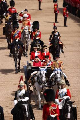 The King™s Birthday Parade, Trooping The Colour, takes places on Horse Guard™s Parade as The King™s Company, 1st Battalion Grenadier Guards, troop their colour in front of King Charles III. 1,350 soldiers, The Household Division and the King s Troop Royal Horse Artillery were in attendance, A flypast took place along The Mall and over Buckingham Palace, and included aircraft old and new, and was completed by the famous Red Arrows. Trooping The Colour, London, 13th June, 2026.  .