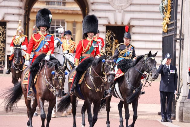 June 13, 2026, London, London, UK: London, UK. Prince William, Prince of Wales (Colonel of the Welsh Guards), Prince Edward, Duke of Edinburgh and Princess Anne depart Buckingham Palace on horseback during Trooping The Colour 2026 in London. Trooping the Colour, also known as the Kings Birthday Parade, is the annual military ceremony marking the official birthday of the British monarch. The event takes place on Horse Guards Parade and concludes with a Royal Air Force flypast over Buckingham Palace. London UK  - ZUMAl94_ 20260613_zaf_l94_100 Copyright: xDinendraxHariax