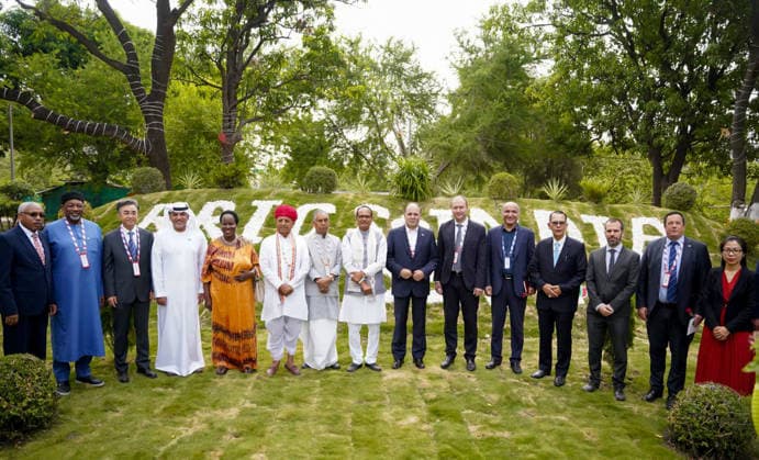 RECORD DATE NOT STATED Union Minister of Agriculture and Farmers Welfare Shivraj Singh Chouhan in a group photograph during the BRICS Agriculture Ministers Meeting 2026 Indore, Jun 13 (ANI): Union Minister of Agriculture and Farmers Welfare Shivraj Singh Chouhan in a group photograph during the BRICS Agriculture Ministers Meeting 2026, in Indore on Saturday. (@ChouhanShivraj X ANI Photo) Indore Madhya Pradesh India Copyright: xANIx ANI_20260613265