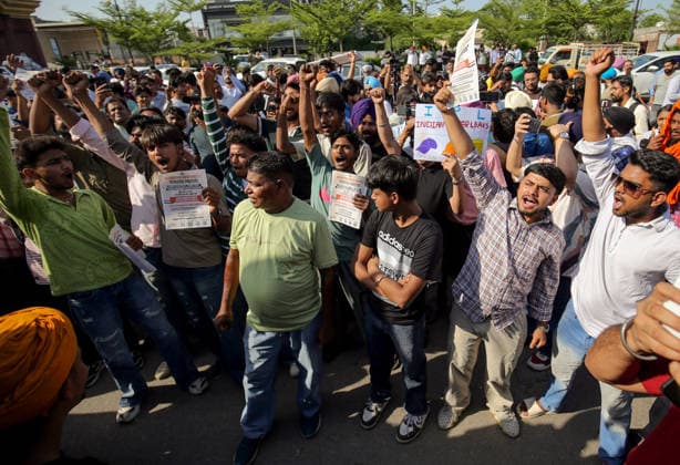 Supporters of Cockroach Janta Party (CJP) takes part in a demonstration against alleged corruption in the education system Amritsar, Jun 13 (ANI): Supporters of Cockroach Janta Party (CJP) takes part in a demonstration against alleged corruption in the education system, recurring examination paper leaks, and against alleged shortcomings in the government s new education policy, in Amritsar on Saturday. Amritsar Punjab India Copyright: xANIx ANI_20260613331