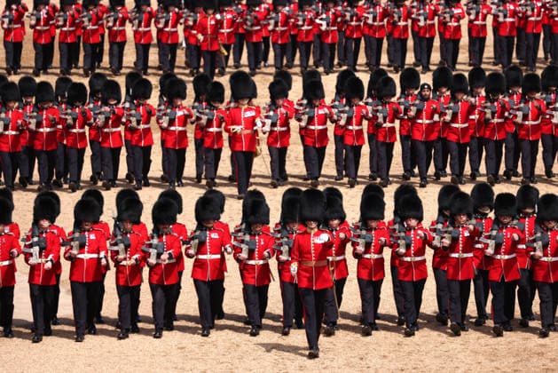 The King™s Birthday Parade, Trooping The Colour, takes places on Horse Guard™s Parade as The King™s Company, 1st Battalion Grenadier Guards, troop their colour in front of King Charles III. 1,350 soldiers, The Household Division and the King s Troop Royal Horse Artillery were in attendance, A flypast took place along The Mall and over Buckingham Palace, and included aircraft old and new, and was completed by the famous Red Arrows. Trooping The Colour, London, 13th June, 2026.  .