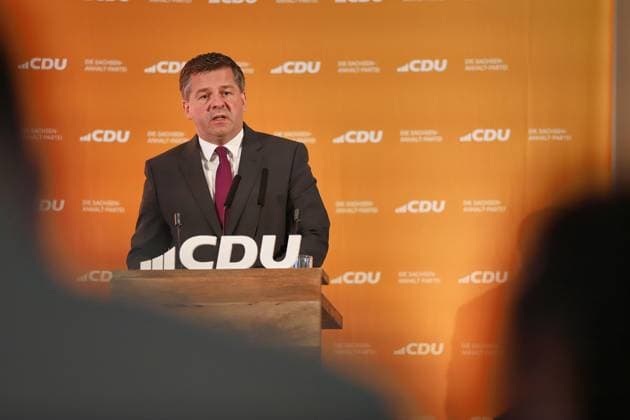 Dessau-Roßlau, Sachsen-Anhalt, Deutschland, 13.06.2026: Veranstaltungszentrum Golf-Park Dessau: 34. Landesparteitag der CDU Sachsen-Anhalt: Ministerpräsident Sven Schulze *** Dessau Roßlau, Saxony-Anhalt, Germany, 13 06 2026 Event Center Golf Park Dessau 34 State Party Conference of the CDU Saxony-Anhalt Minister President Sven Schulze Copyright: xdtsxNachrichtenagenturx dts_122850