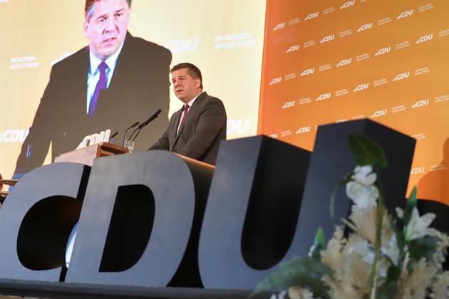 Dessau-Roßlau, Sachsen-Anhalt, Deutschland, 13.06.2026: Veranstaltungszentrum Golf-Park Dessau: 34. Landesparteitag der CDU Sachsen-Anhalt: Ministerpräsident Sven Schulze *** Dessau Roßlau, Saxony-Anhalt, Germany, 13 06 2026 Event Center Golf Park Dessau 34 State Party Conference of the CDU Saxony-Anhalt Minister President Sven Schulze Copyright: xdtsxNachrichtenagenturx dts_122851