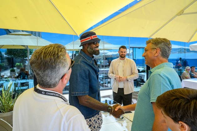 Dubrovnik, Croatia, 130626. Hotel Excelsior. NBA star LeBron James, owner of the AlUla team at the E1 electric speedboat race with Croatian prime minister Andrej Plenkovic and his son. Photo: Tonci Plazibat CROPIX Dubrovnik Croatia Copyright: xxToncixPlazibatx xCROPIXx E1_gliseri44-130626