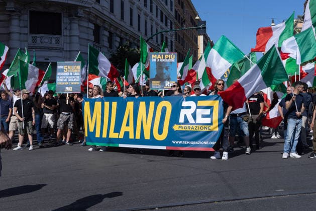 IPA85647081 - Rally in Rome in support of remigration, organized by the Remigration and Reconquest committee  Copyright: xMatteoxNardonex xx 85647081