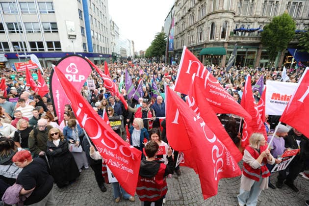 Anti-racism protest in Belfast BELFAST, NORTHERN IRELAND - JUNE 13: Thousands gather for anti-racism rally, after violence erupted across the city this week as the businesses and vehicles were targeted in Belfast, Northern Ireland on June 13, 2026. Conor McCaughley Anadolu Belfast Ireland. Editorial use only. Please get in touch for any other usage.  Copyright: x2026xAnadoluxConorxMcCaughleyx