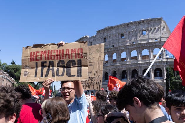 IPA85647922 - Demonstration in Rome against forced repatriation, organized by the CGIL of Rome and Lazio, the ANPI, and other anti-fascist associations  Copyright: xMatteoxNardonex xx 85647922