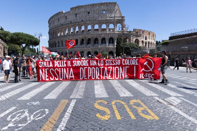 IPA85647910 - Demonstration in Rome against forced repatriation, organized by the CGIL of Rome and Lazio, the ANPI, and other anti-fascist associations  Copyright: xMatteoxNardonex xx 85647910