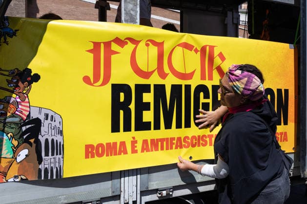 IPA85647947 - Demonstration in Rome against forced repatriation, organized by the CGIL of Rome and Lazio, the ANPI, and other anti-fascist associations  Copyright: xMatteoxNardonex xx 85647947
