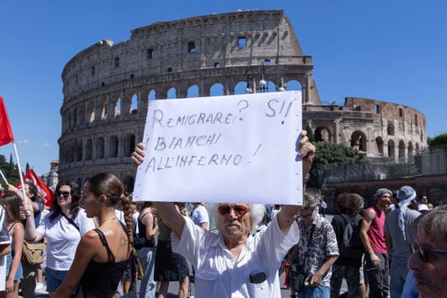 IPA85647930 - Demonstration in Rome against forced repatriation, organized by the CGIL of Rome and Lazio, the ANPI, and other anti-fascist associations  Copyright: xMatteoxNardonex xx 85647930