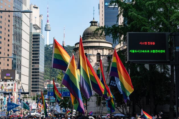 June 13, 2026, Seoul, South Korea: Pride flags are seen during the Seoul Queer Parade in Seoul downtown. The 27th Seoul Queer Parade (SQP) was held in Seoul, South Korea..It is a public cultural event held downtown every year to promote LGBTQIA+ visibility, human rights, cultural enjoyment, and pride. Seoul South Korea  - ZUMAs197 20260613_aaa_s197_176 Copyright: xSimonxShinx