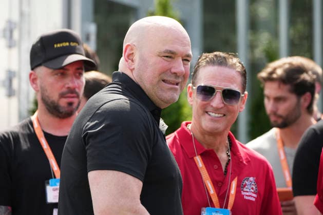 UFC President and CEO Dana White looks on before a Motorsports athlete and stunt performer does a motorcycle jump ahead of the UFC Freedom 250 fights on the South Lawn of the White House in Washington, DC on Saturday, June 13, 2026.  WASP20260613102 AlexxBrandon