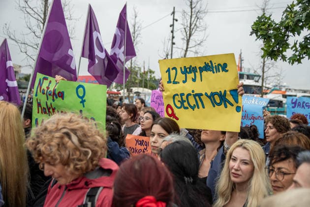 June 13, 2026, Istanbul, Istanbul, Turkey: Women s, LGBTQ+ and children s rights organizations gathered to protest the government s proposed 12th Judicial Reform Package, holding a press statement against what they describe as a measure that would restrict fundamental rights and freedoms. Speakers criticized provisions related to alimony, custody, mediation in cases involving violence, LGBTQ+ rights, children s rights and social media regulations, arguing that the package would increase state control over private life and weaken existing legal protections. The groups called for the complete withdrawal of the proposal and reaffirmed their commitment to defending equal rights, freedom and a life free from violence. Istanbul Turkey  - ZUMAt171 20260613_zip_t171_047 Copyright: xAbdullahxTepelix