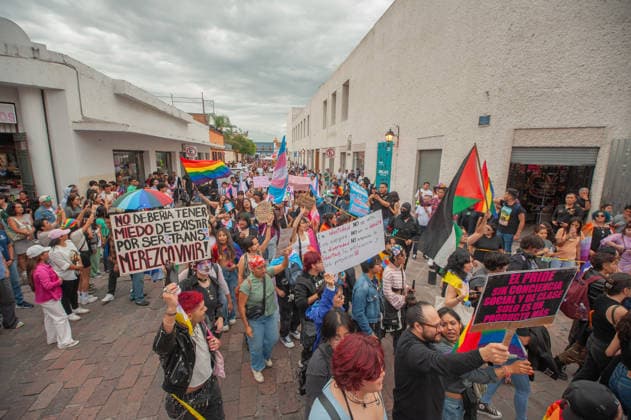 Members of the LGBTIQ+ community taking part during the Pride parade, celebrating its tenth edition. Around 8,000 people joined the Pride march to demand equal rights and an end to homophobic killings. on June 13, 2026 in Queretaro, Mexico. Queretaro Mexico  - ZUMAe321 20260613_zia_e321_056 Copyright: xJosexCarrerax