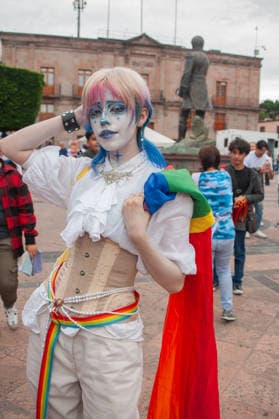 A member of the LGBTIQ+ community taking part during the Pride parade, celebrating its tenth edition. Around 8,000 people joined the Pride march to demand equal rights and an end to homophobic killings. on June 13, 2026 in Queretaro, Mexico. Queretaro Mexico  - ZUMAe321 20260613_zia_e321_059 Copyright: xJosexCarrerax