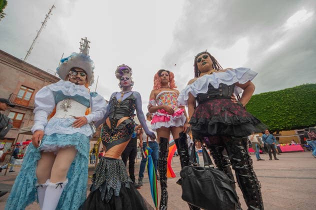 Members of the LGBTIQ+ community taking part during the Pride parade, celebrating its tenth edition. Around 8,000 people joined the Pride march to demand equal rights and an end to homophobic killings. on June 13, 2026 in Queretaro, Mexico. Queretaro Mexico  - ZUMAe321 20260613_zia_e321_060 Copyright: xJosexCarrerax