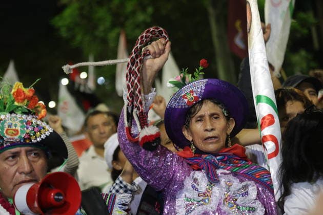 Peruvians march in Lima following shift in election vote count LIMA, PERU - JUNE 13: Hundreds of citizens marched through the streets of downtown after the latest election results were released on June 13, 2026, in Lima, Peru. Supporters and citizen groups marched toward the headquarters of the National Jury of Elections after presidential candidate Keiko Fujimori moved into the lead in the official vote count, following several days in which left-wing candidate Roberto Sanchez had maintained a slight advantage. With 98.25% of ballots processed, the gap between the two candidates is fewer than 5,000 votes. The demonstration reflected the anticipation and political tension gripping the country as the vote count continues in one of the closes  Copyright: x2026xAnadoluxEduardoxAmatxyxLeonxVillanuevax