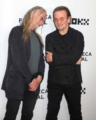 June 13, 2026, New York, New York, USA: Artist GUGGI and rock star BONO seen during the red carpet arrivals at the Spotlight Documentary Screening of Guggi held at the SVA Theater during the Tribeca Film Festival. New York USA  - ZUMAk03_ 20260613_zaf_k03_139 Copyright: xNancyxKaszermanx