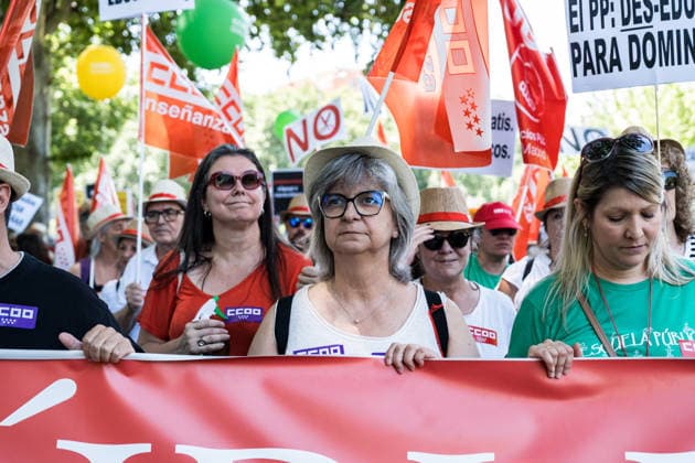 Demonstration in defense of public education in Madrid The general secretary of CCOO of Madrid, Paloma López c , and the general secretary of the Federation of Education of CCOO, Aída San Millán d , during a demonstration in favor of public education, June 14, 2026, in Madrid Spain The mobilization has been called by CCOO, UGT and the Confederation AMPAS, AFAS and FAMPAS of the Community of Madrid Confapa in advance of the call for an indefinite strike in public education in the region from September due to the systematic and sustained deterioration of working, professional and pedagogical conditions of teachers 14 JUNE 2026 DEMONSTRATION Diego Radamé Madrid Madrid Madrid Spain  Copyright: xDiegoxRadamÃ sx 7596123