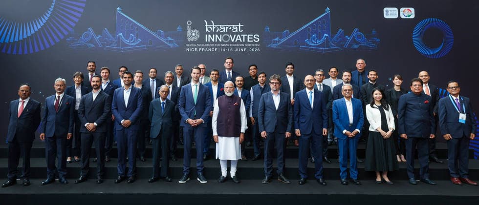 RECORD DATE NOT STATED PM Modi interacts with venture capitalists in France Nice France , Jun 14 (ANI): Prime Minister Narendra Modi poses for a group picture with venture capitalists, in Nice on Sunday. (Narendra Modi Photo Gallery ANI Photo) Nice France Copyright: xANIx ANI_20260614146