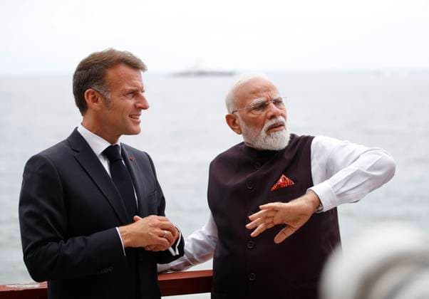 Macron Modi villa Kerylos PHOTOPQR NICE MATIN Dylan Meiffret Beaulieu sur mer 14 06 2026 Le president Francais Emmanuel Macron accueille le premier ministre Indien Narendra Modi a la villa Kerylos a Beaulieu sur Mer Beaulieu sur Mer, France June 14, 2026 French President Emmanuel Macron welcomes Indian Prime Minister Narendra Modi to the Villa Kerylos in Beaulieu sur Mer Beaulieu sur mer France  Copyright: xPHOTOPQR NICExMATIN MAXPPPxDylanxMeiffretx 20260614NIM0798 20260614NIM0868