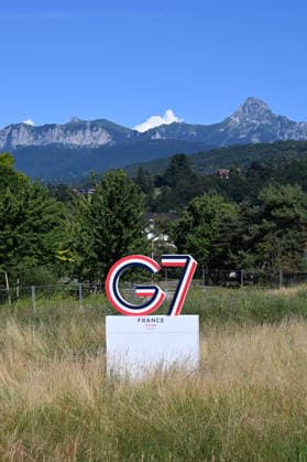 G7 Summit - Illustration - Evian G7 logo ahead of the G7 summit, in Evian, France on June 14, 2026. Photo by Ammar Abd Rabbo ABACAPRESS.COM Evian France  Copyright: xAbdxRabboxAmmar ABACAx