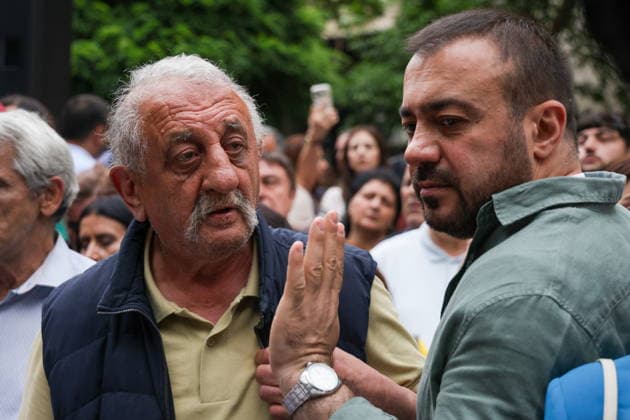 ARMENIA, YEREVAN - JUNE 14, 2026: People are seen outside the offices of the Central Electoral Commission of Armenia during the announcement of the results of the 2026 Armenian parliamentary election. Alexander Patrin TASS  93809462