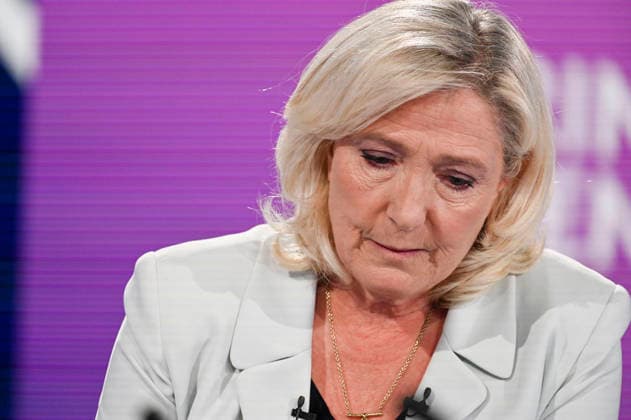 Marine Le Pen On Dimanche En Politique - Paris President of Rassemblement National parliamentary group Marine Le Pen during an interview for Dimanche En Politique on France 3 channel in Paris, France on June 14, 2026. Photo by Stephane Le Tellec ABACAPRESS.COM Paris France  Copyright: xLexTellecxStephane ABACAx