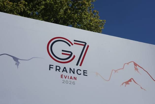 G7 FRANCE Evian 2026 Heads of State and Government Summit Pierre Teyssot MAXPPP G7 FRANCE Evian 2026 Heads of State and Government Summit Evian, France on June 14, 2026 The G7 Summit of Heads of State and Government is held in Evian, France, from 15 to 17 June 2026 G7 Evian France logo Pierre Teyssot Maxppp Thonon les Bains Haute Savoie France  Copyright: xMAXPPPxPierrexTeyssotx TEY35233 TEY35233