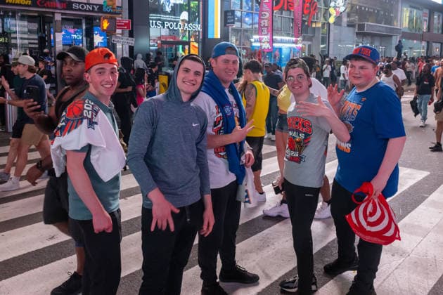 June 14, 2026, New York, United States: People pose during the celebration after the New York Knicks defeated the San Antonio Spurs in Game 5 of the NBA Finals to win the series. The Knicks won the NBA Championship for the first time since 1973, for the third time in franchise history. New York United States - ZUMAs197 20260614_aaa_s197_082 Copyright: xRonxAdarx