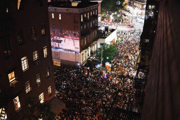 June 13, 2026, New York, New York, USA: An ariel shot of the New York Knicks watch party in Greenwich Village. New York USA - ZUMAf193 20260613_znp_f193_005 Copyright: xDerekxFrenchx