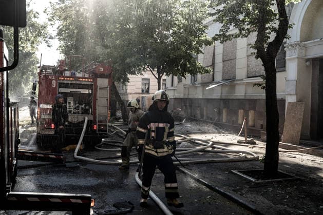 Aftermath of a Russian drone attack in Kharkiv KHARKIV, UKRAINE - JUNE 14: Firefighters on duty after a Russian drone attack in Kharkiv, Ukraine, on June 14, 2026. Vincenzo Circosta Anadolu Kharkiv Ukraine. Editorial use only. Please get in touch for any other usage.  Copyright: x2026xAnadoluxVincenzoxCircostax