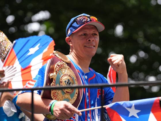 New York, NY June 14: Participants march in the annual National Puerto Rican Day Parade along Fifth Avenue in Manhattan celebrating Puerto Rican culture, heritage, and contributions to New York City on June 14, 2026. Credit: Xavier Diaz . USA  - ZUMAa123 20260614_zaa_a123_036 Copyright: xAdMediax