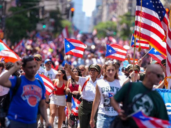 New York, NY June 14: Participants march in the annual National Puerto Rican Day Parade along Fifth Avenue in Manhattan celebrating Puerto Rican culture, heritage, and contributions to New York City on June 14, 2026. Credit: Xavier Diaz . USA - ZUMAa123 20260614_zaa_a123_046 Copyright: xAdMediax