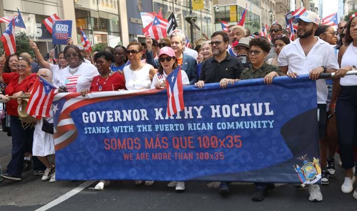 June 14, 2026, New York, New York, USA: New York Governor KATHY HOCHUL seen at the 69th Annual National Puerto Rican Parade held on 5th Avenue. New York USA  - ZUMAk03_ 20260614_zaf_k03_028 Copyright: xNancyxKaszermanx
