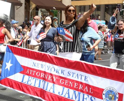 June 14, 2026, New York, New York, USA: New York State Attorney General LETITIA JAMES seen at the 69th Annual National Puerto Rican Parade held on 5th Avenue. New York USA  - ZUMAk03_ 20260614_zaf_k03_031 Copyright: xNancyxKaszermanx
