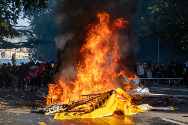 Reportage - G7 Summit Protests Geneve, Switzerland, 14 06 2026. during G7 Summit Protests, Reportage in Geneve, Switzerland, June 14 2026 Geneve City center Switzerland Copyright: xLeonardoxGaravagliax xLiveMediax LPN_2523628