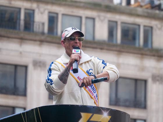 June 14, 2026, New York, New York, USA: Grand Marshal singer and rapper Daddy Yankee in the 69th annual Puerto Rican Day Parade which made its way up Fifth Avenue to a sea of red white and blue celebrating the expansive cultural legacy and global footprint of .Puerto Rico. Salsa music, floats, dance and Puerto Rican pride filled the air as thousands marched and.watched from the sidelines. New York USA  - ZUMAh156 20260614_znp_h156_004 Copyright: xMiloxHessx