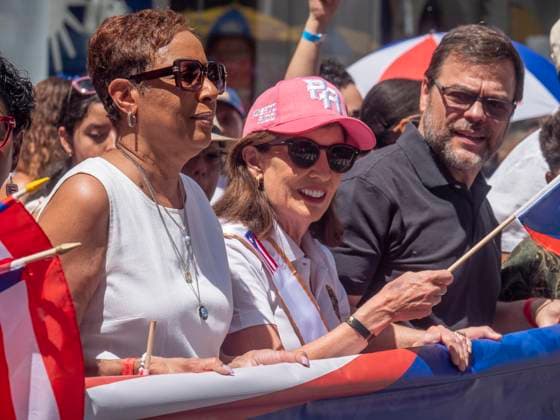 June 14, 2026, New York, New York, USA: NY Governor Kathy Hochul marching in the 69th annual Puerto Rican Day Parade which made its way up Fifth Avenue to a sea of red white and blue celebrating the expansive cultural legacy and global footprint of .Puerto Rico. Salsa music, floats, dance and Puerto Rican pride filled the air as thousands marched and.watched from the sidelines. New York USA - ZUMAh156 20260614_znp_h156_002 Copyright: xMiloxHessx