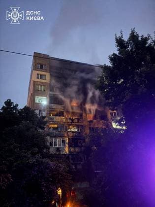 Aftermath of Russian overnight attack in Kyiv KYIV, UKRAINE - JUNE 15: (----EDITORIAL USE ONLY – MANDATORY CREDIT - STATE EMERGENCY SERVICE OF UKRAINE HANDOUT - NO MARKETING NO ADVERTISING CAMPAIGNS - DISTRIBUTED AS A SERVICE TO CLIENTS----) Smoke rises from a damaged residential building following Russia s overnight drone and missile attack in Kyiv, Ukraine, on June 15, 2026. Fires, destruction and damage to residential buildings and civilian infrastructure were reported in several districts of the Ukrainian capital. State Emergency Service of Ukraine Anadolu Kyiv Ukraine. Editorial use only. Please get in touch for any other usage.  Copyright: x2026xAnadoluxStatexEmergencyxServicexofxUkrainex